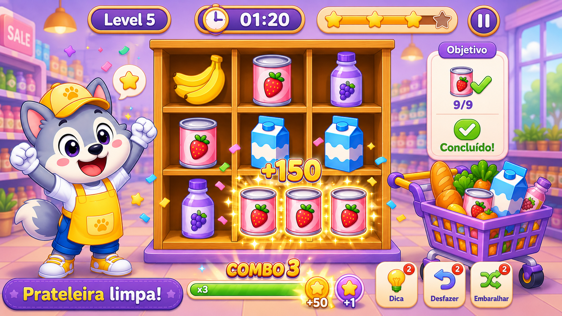 Captura de tela 3 de Supermarket Match 3: Puzzle