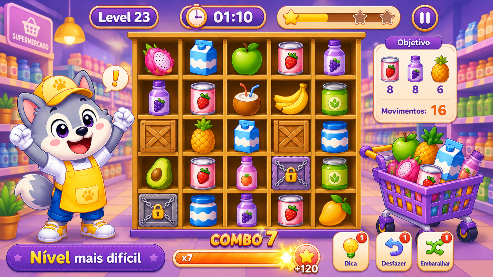 Captura de tela 4 de Supermarket Match 3: Puzzle