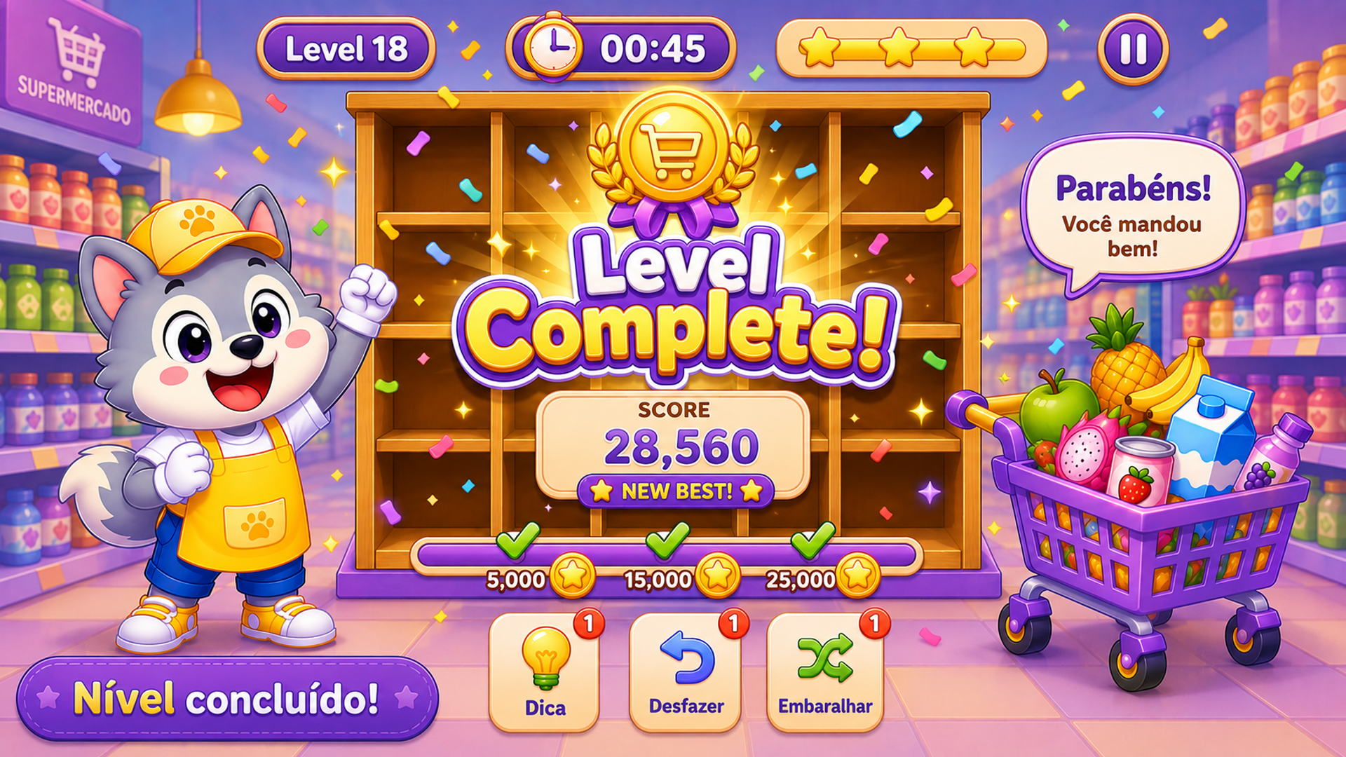 Captura de tela 5 de Supermarket Match 3: Puzzle